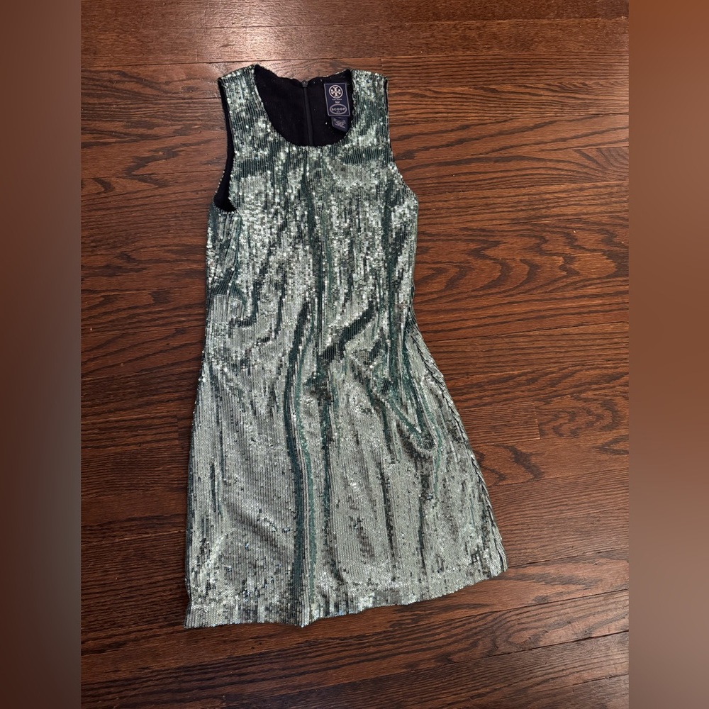 Tory Burch for Scoop Sparkling Green Sequin Stunning Mini Dress, Size XS, New
